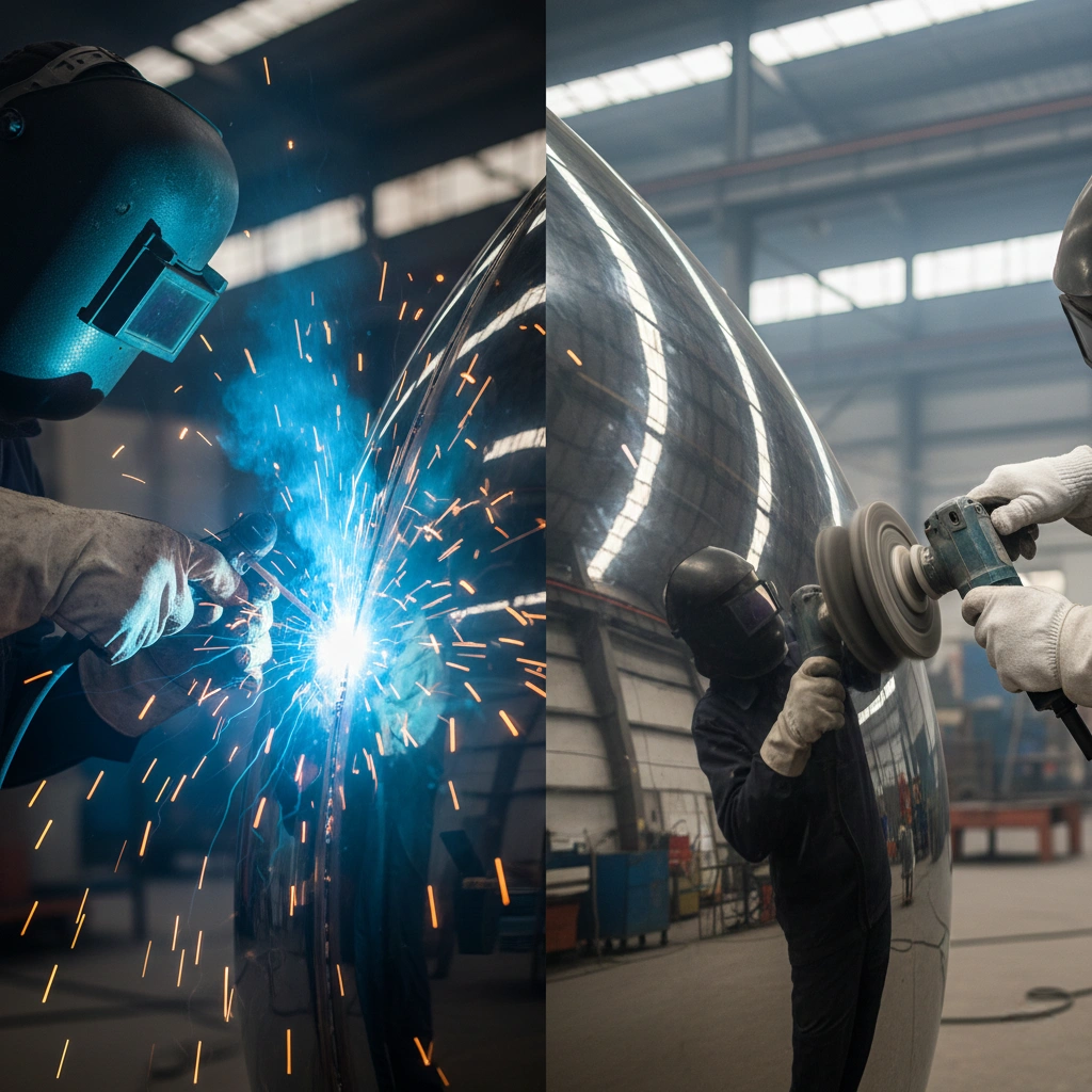 Stainless steel sculptures are hand polished and polished with detailed close-up shots, achieving an 8K mirror effect through multiple processes to ensure complete invisibility of welds