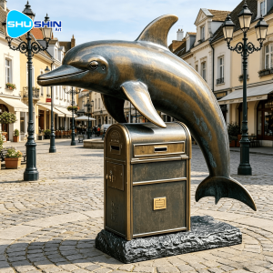 Bronze Dolphin Mailbox Statue Sculpture Die Cast P