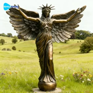 Bronze Statue Of Liberty Angel Sculpture Die Cast Plated Artists Edition Roma