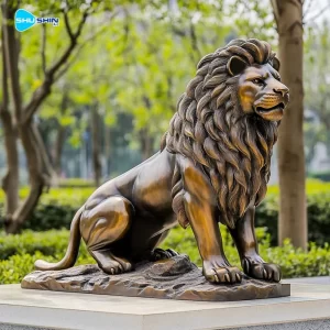 Customized Modern Bronze Lion Sculpture Pure Copper Garden Temple Statue Outdoor