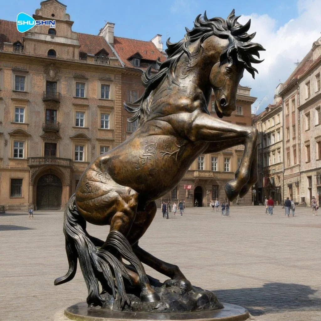 Customized Modern Outdoor Garden Decor Life Size Bronze Casting Animal Prancing
