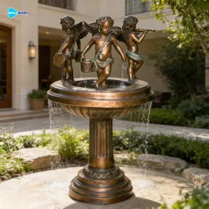Customized Size Retro Park Hand Carved Freestanding Resort Decor Bronze Children