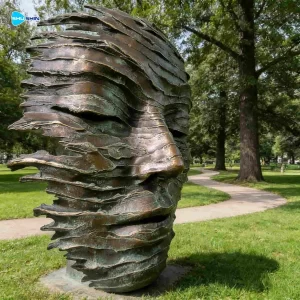 Garden Abstract 3d Bronze Casting Metal Art Human Face Landscape Model Sculpture