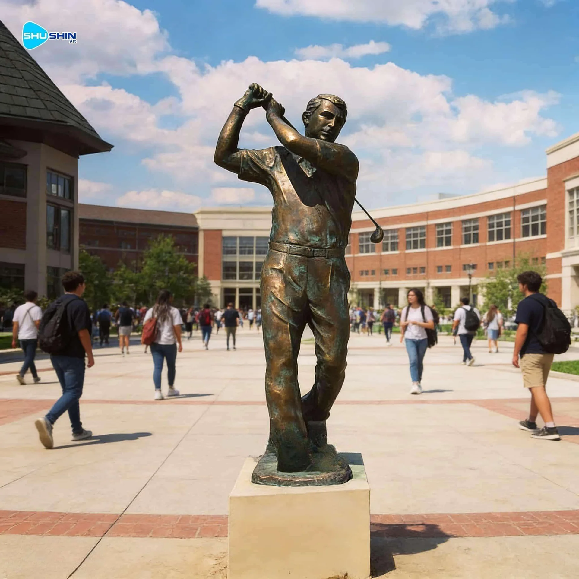 Garden Outdoor Sports Theme Bronze Ball Player Sculpture Brass Basketball Statue