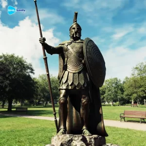 Large Bronze Warrior Statue With Sword And Shield For Outdoor Garden Public La