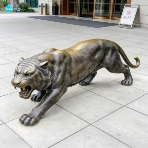 Large Scale Outdoor Bronze Tiger Sculpture Life Size Cast With Modern Design Art