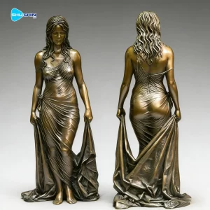 Life Size Bronze Female Figure Sculpture For Garden And Courtyard Handcrafted O