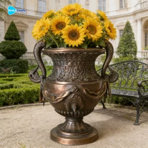 Life Size Custom Antique Bronze Angel Statue Vase Sculpture For Garden And Outdo