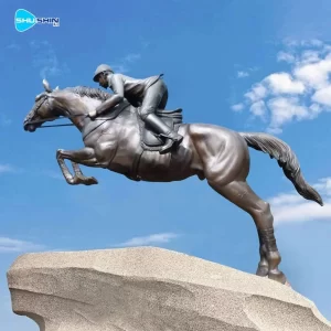 Life Size Garden Animal Statues Galloping Jumping Bronze Riding Horse Statue Gar