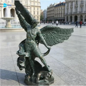 Life Size Handmade Saint Michael Statue Brass Figure Custom Outdoor Decorative S
