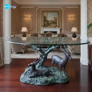 Luxury Bronze Animal Coffee Table Base Antique Cast Elephant Deer Horse Sculptur