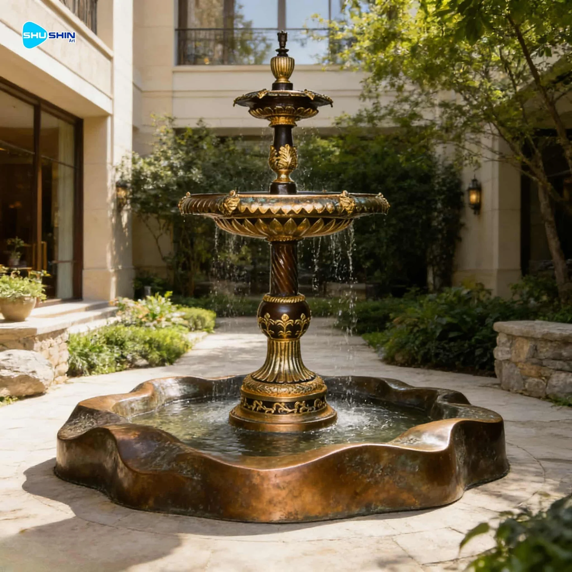 Luxury Outdoor Bronze Garden Fountain Classical 3 Tier Water Fountain For Courty