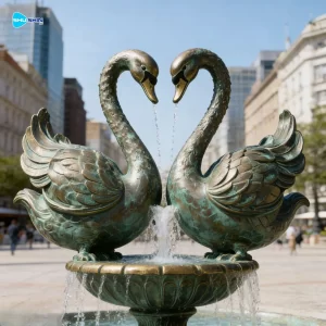 Romance Large Cast Modern Abstract Art Giant Bronze Swan Heart Statue Fountain S