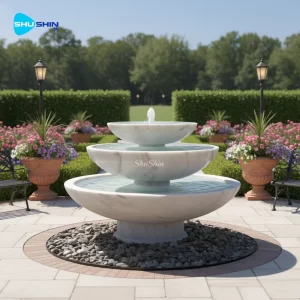 Marble Contemporary Style Three Tiered Grecian Ladies Fountain Statuary White Marble Mo