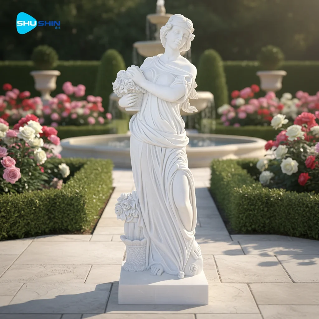Marble Custom Handmade Elegant Garden Home Decoration Life Size Natural White Marble Cl 1