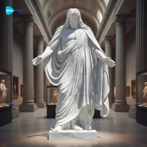 Marble Custom Handmade Life Size Natural White Marble Jesus Christ Statue With Outstret