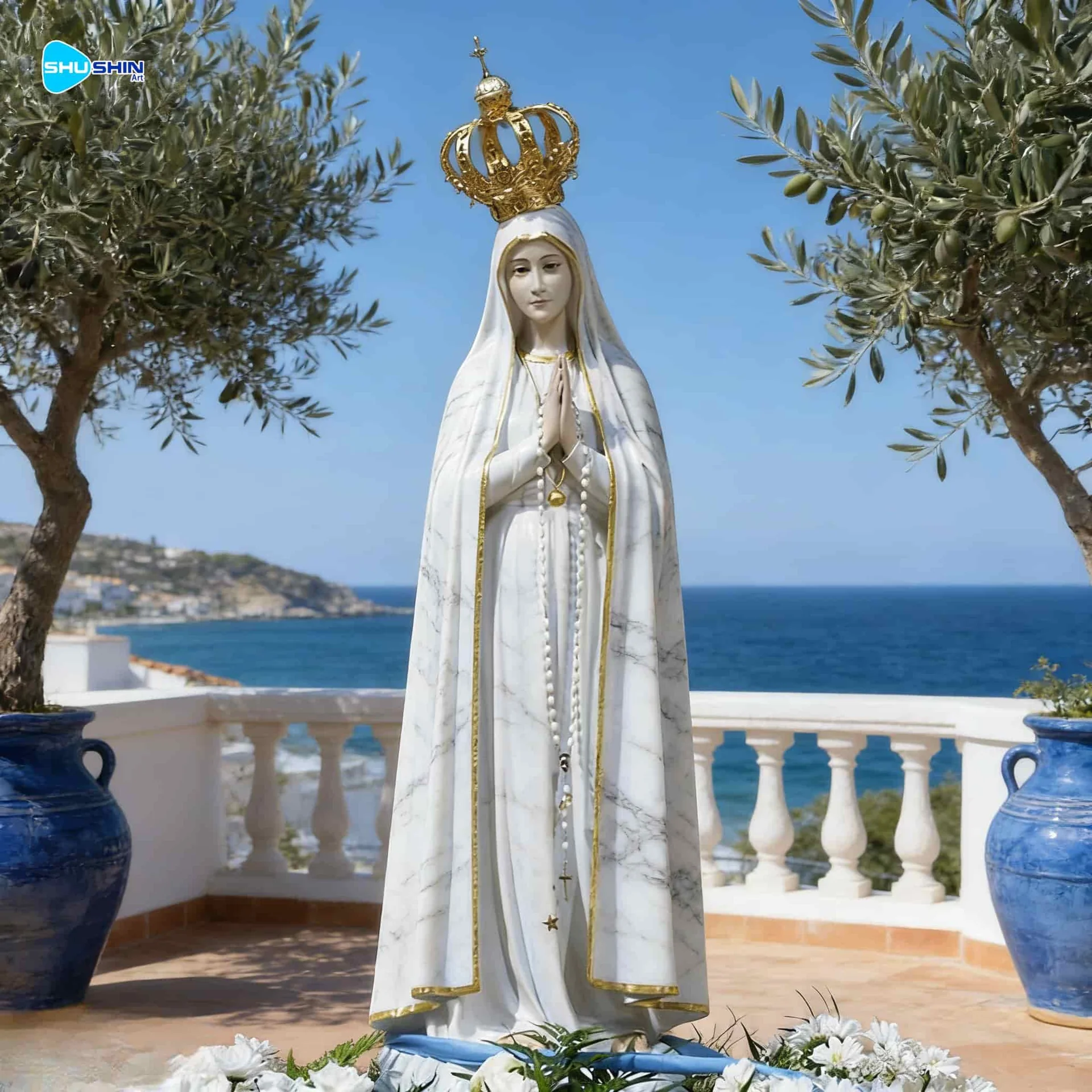 Marble Custom Marble Our Lady Of Fatima Statue European Design Durable Outdoor Garden D