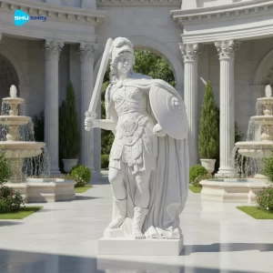 Marble Garden Decor Stone Marble Greek Roman Figure Statues Antique Warrior Marble Scul