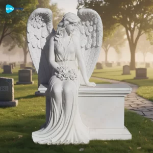 Marble Garden Memorial Angel Statue A Peaceful Tribute Of Remembrance Customized Cemete