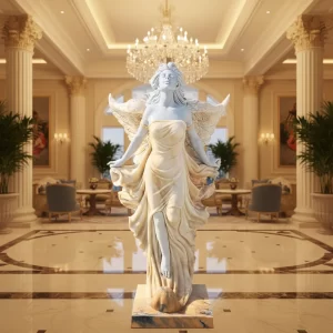Marble Golden Angel Marble Statue Handmade Majestic Symbol Of Elegance Polished Traditi