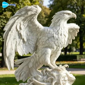 Marble Hand Carved Custom Made American Large Marble Eagle Statue Sculpture For Outdoor
