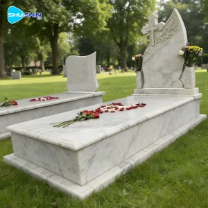 Marble Handmade Custom Made Cemetery Cross Marble Tombstone Monument Headstone Memorial