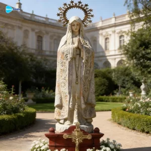 Marble Handmade Religious Marble Our Lady Of Fatima Statue With Asian Design For Villa