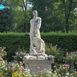 Marble Handmade Traditional Hercules Statue Life Size Men Women White Marble Garden Dec