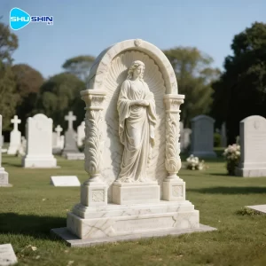 Marble High Quality Customized Modern European Angel Cemetery Monument Natural White Ma