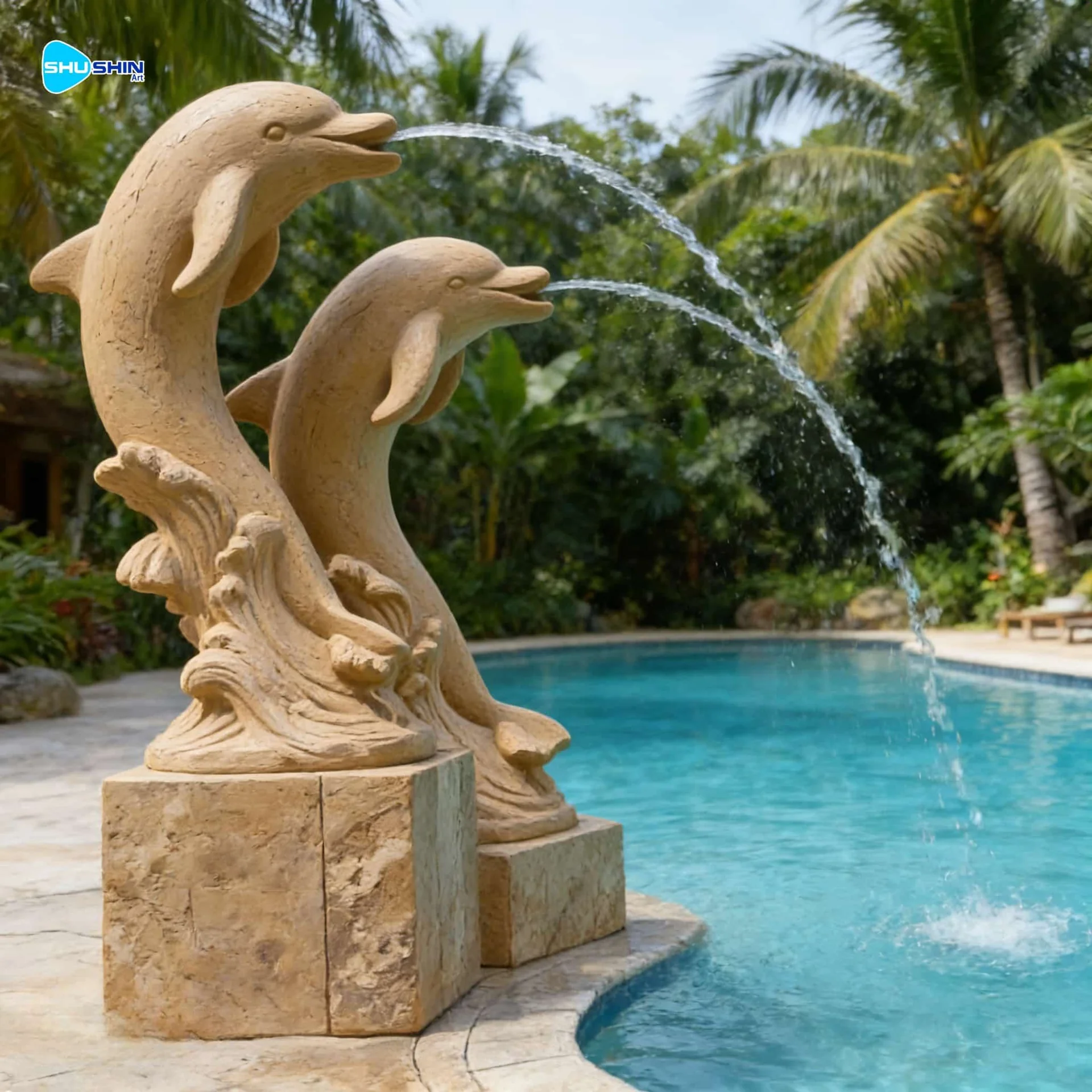 Marble High Quality Handmade White Marble Large Dolphin Sculpture Garden Modern Luxury