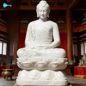 Marble High Quality Natural Stone Buddha Sitting Statue White Marble Design Durable Gar
