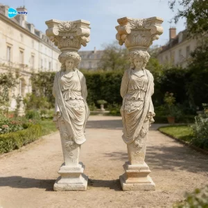 Marble Home Garden Decor White Marble Stone Granite Gate Square Roman Column Pillar Sta