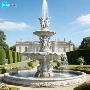 Marble Large Beige Tiered Stone Marble Modern Commercial Water Fountain With 110 230v A 1