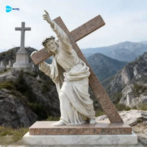 Marble Life Size Marble Jesus With Crosses Statue Christian Catholic Church Famous Scul