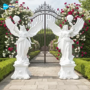 Marble Life Size White Marble Lady Figure Hand Carved Polished European Design Villa Ga