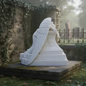 Marble Life Sized Natural Stone Hand Carved White Marble European Traditional Angel Scu