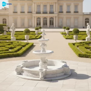 Marble Tiered Versailles Marble Fountain In Statuary Marble White Hand Carved Natural M