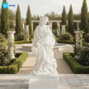 Marble Trevi Fountain Inspired Handmade Female Figure Holding Cornucopia Classical Marb