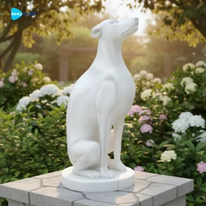 Marble White Marble Handmade European Dog Sculpture Customizable Guardian Statue For Ga 1