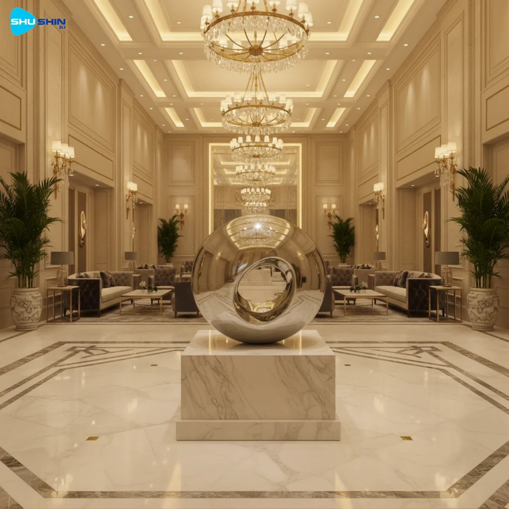 Steel Contemporary Polished Stainless Steel Irregular Shape Sculpture Sleek Art For Mo