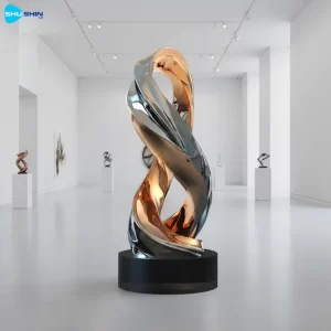 Steel Custom Modern Dual Tone Abstract Polished Stainless Steel Sculpture For Outdoor 