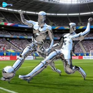 Steel Custom Modern Fashion Style Stainless Steel Mirror Football Character Sculpture 