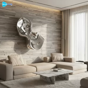 Steel Custom Modern Polished Fluid Abstract Stainless Steel Sculpture For Walls Irregu