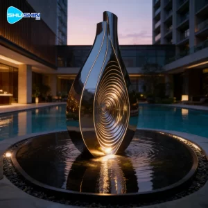 Steel Custom Polished Stainless Steel Cross Abstract Water Fountain Sculpture Model Fo