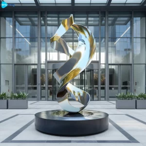 Steel Custom Polished Stainless Steel Modern Abstract Sculpture With Irregular Shape F 1