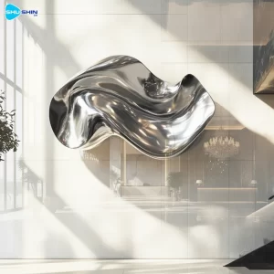 Steel Custom Size Polished Stainless Steel Modern Fluid Abstract Wall Sculpture Home D