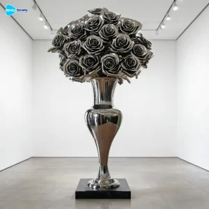 Steel Custom Stainless Steel Valentines Day Roses Sculpture Electroplated Art Gift