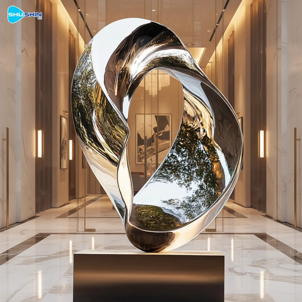 Steel Custom Twist Of Infinity Polished Stainless Steel Abstract Fashion Contemporary