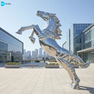 Steel Customized High Quality Polished Stainless Steel Horse Sculptures Modern Animal 