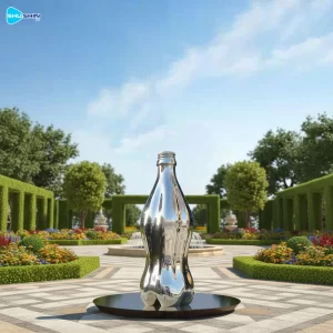 Steel Customized Mirror Polished Stainless Steel Giant Abstract Bottle Cap Sculpture